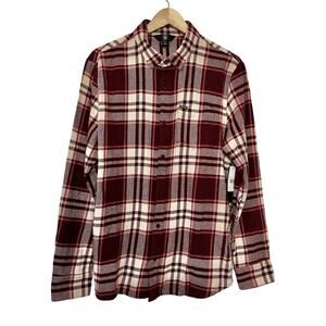 Volcom Leland Button Plaid Flannel Shirt Size M Red Country Southwestern Men's